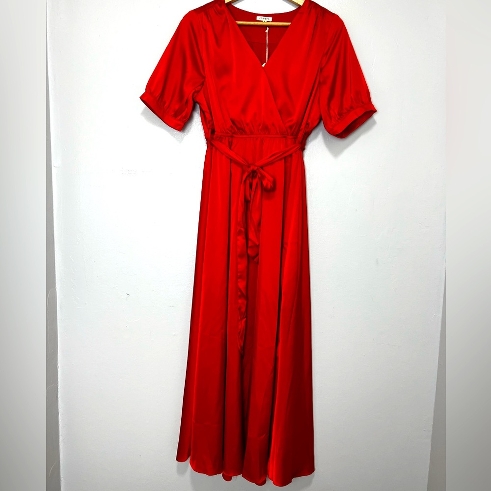 NWT Red Satin Wrap Dress